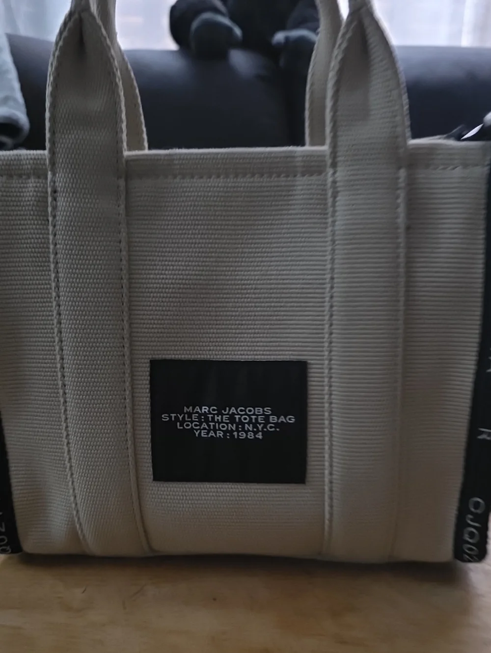 Marc Jacobs Beige Canvas Tote Bag with Black Trim